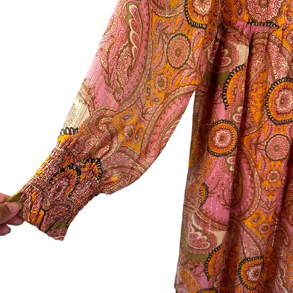 BCBGeneration New Womens Paisley Mini Babydoll Dress Pink Orange 8 Fairy Cottage - Picture 9 of 16